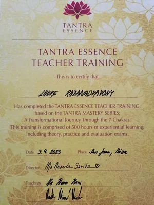 Certificat de teacher training Tantrique